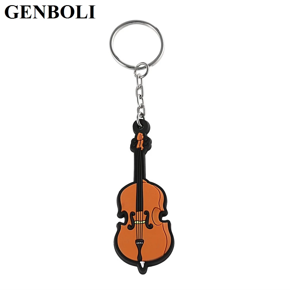 GENBOLI Music Violin Shape Silicone Keychain Key Ring Caps Chain Lovely Holder Pendant Gift For Men And Women | Украшения и