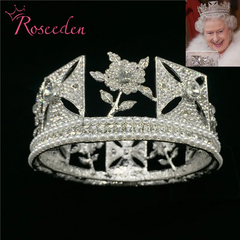 

Baroque Royal Queen Wedding Full Circle Pageant Tiara Crowns Bride Diadem Hair Jewelry RE3073