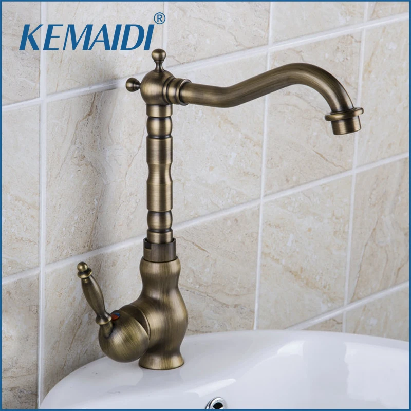 

KEMAIDI Single Handl Antique Brass Kitchen Cozinha Torneira Kpah 8628 Deck Mount Brass Vessel Sink Faucets,Mixers & Taps