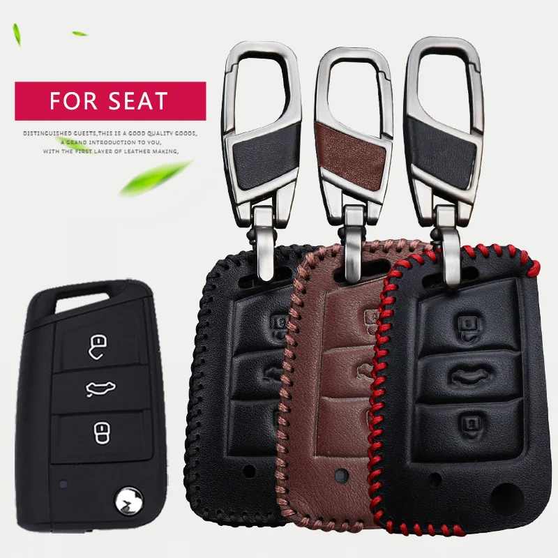 Чехол для автомобильного ключа из натуральной кожи Seat Leon 2 Fr Cupra 5f Mk3 Ibiza Altea Toledo