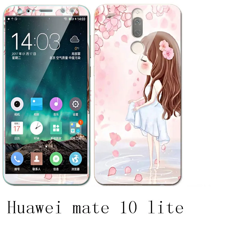 color as photo Huawei mate 10 lite чехол 360 градусов защитный ТПУ чехол+ цветной Интегрированный чехол из закаленного стекла для huawei mate 10 lite#3088 - Цвет: color as photo