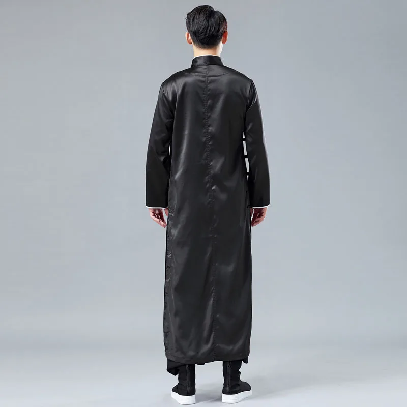 Men China Style Casual Long Sleeve Shirt Robe Male Satin Dress Stage Clothing Chinese Kongfu Costumes | Мужская одежда