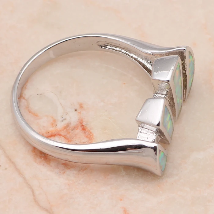 Модный бренд серебро штампованные ювелирные изделия зеленый опал Кольца для