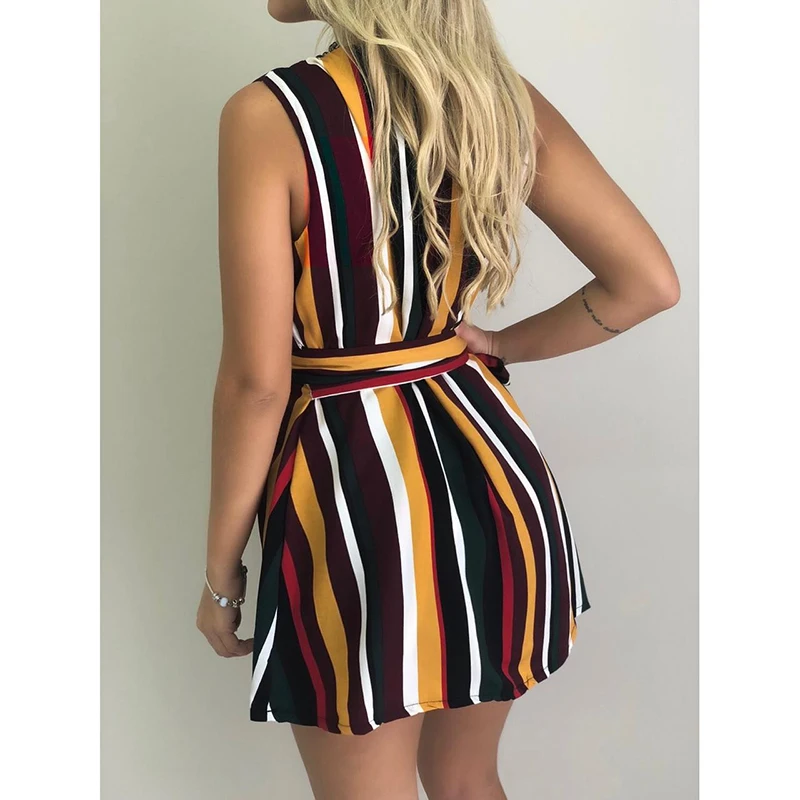 Платье без рукавов с v-образным вырезом летнее шифоновое пляжное платье в стиле