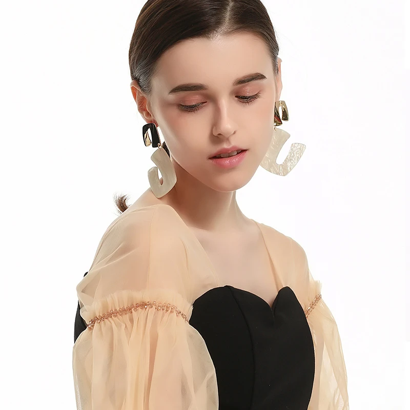 LILIE & WHITE витая Геометрическая u образная Цветная Акриловая Висячие серьги для