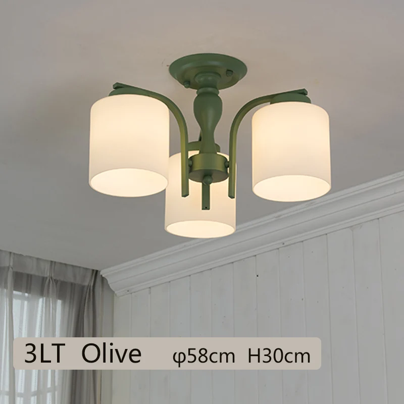Olive Green 3LT Цилиндр молочное стекло затемненный потолочный светильник, современной жизни гостиная спальня EIK Конференц-зал WIC, E27 лампы 96 v-240 v Внутреннее освещение - Цвет корпуса: Olive Green 3LT