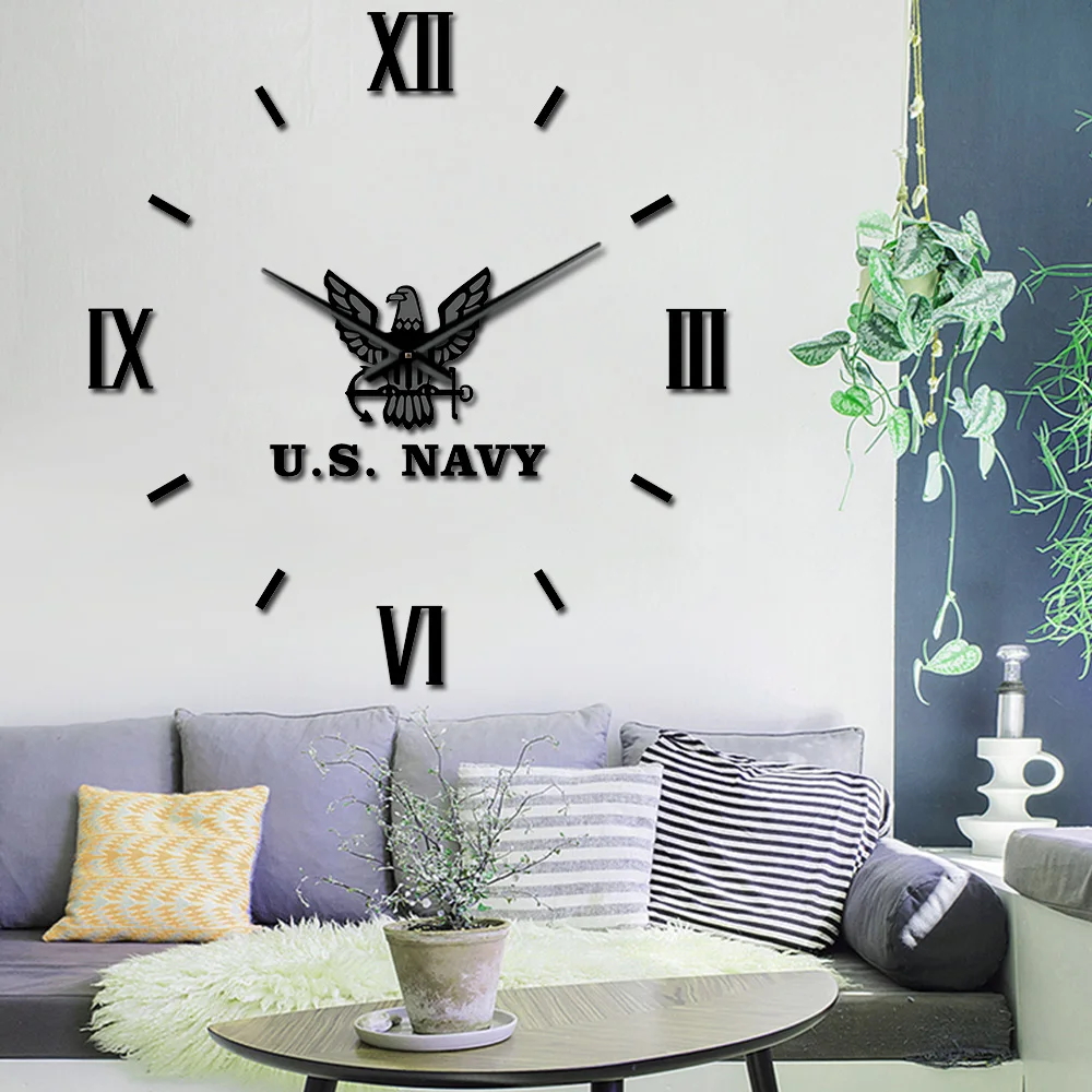 ВМС США DIY гигантские настенные часы Военные Wall Art Наклейки ретро римские цифры