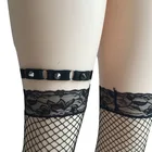 Фетиш одежда нога подвязки Harajuku ног жгут Пояс и чулки пояс для чулок из 90-х БДСМ пояс с шипами и ожерелье в готическом стиле жгут