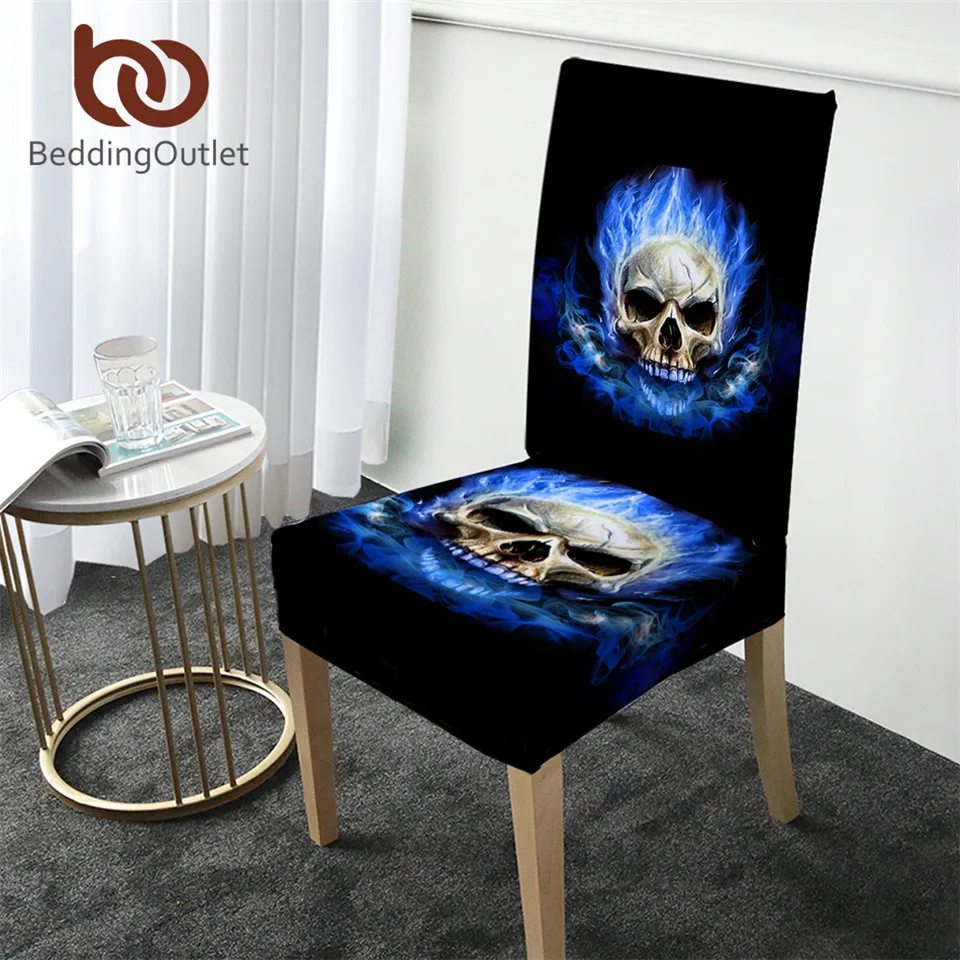 BeddingOutlet чехол на стул с рисунком огня черепа готический съемный эластичный