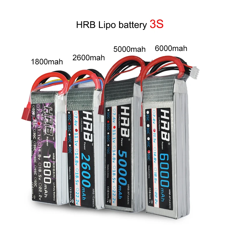 Батарея HRB RC Lipo 1S 2S 3S батарея 3 7 В 4 11 1 14 8 в 18 5 1500 мАч 2200 3300 4200 5000 5200 6000 10000 | Игрушки и