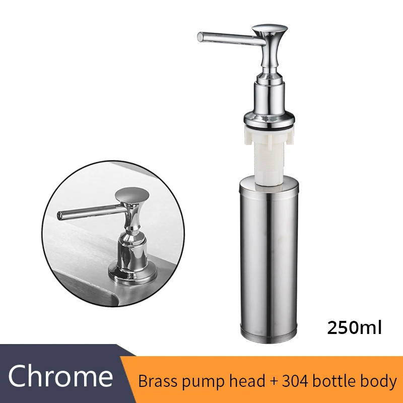 Chrome-250ml Дозаторы жидкого мыла 250 мл матовый никель кухонная раковина из нержавеющей стали бутылка дозатор жидкого мыла с насосом 2302 - Цвет: Chrome-250ml