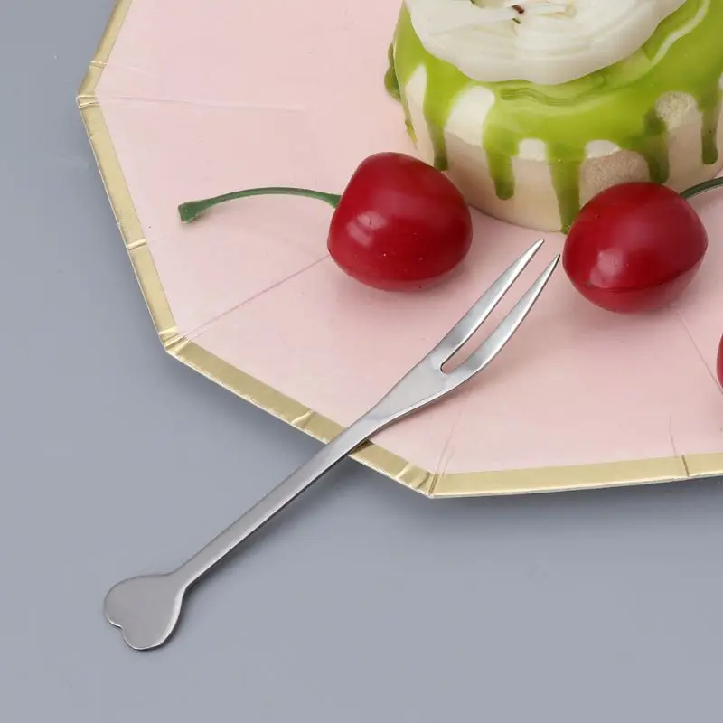 Мини нержавеющая сталь 2 зубцы вилка десерт торт фруктовый салат столовые