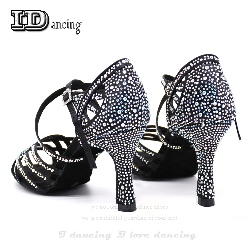 Women Salsa Dance Shoes Square Dance Shoes For Women Ballroom Latin Dancing Shoes Jazz Waltz Party Shoes Black Heel JuseDanc