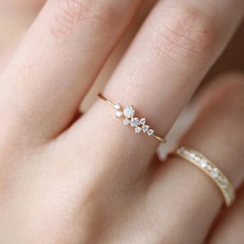 

Anillos de Compromiso de acero inoxidable para mujeres plata Rosa oro 2019 blanco de moda anillo de mujer para fiesta