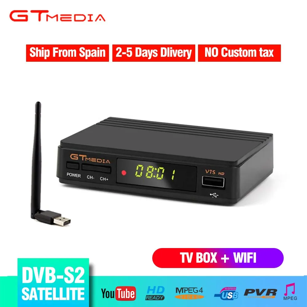 GTMEDIA оригинальный DVB S2 V7S HD 1080p цифровой спутниковый телеприставка Поддержка CCCAM