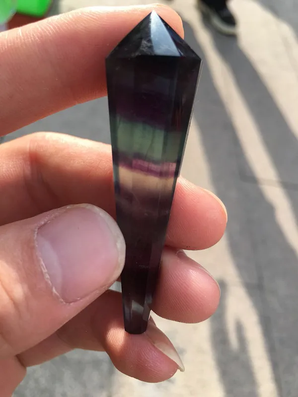Natural seven-color fluorite handmade single point pendant pillar magic wand household decoration | Дом и сад
