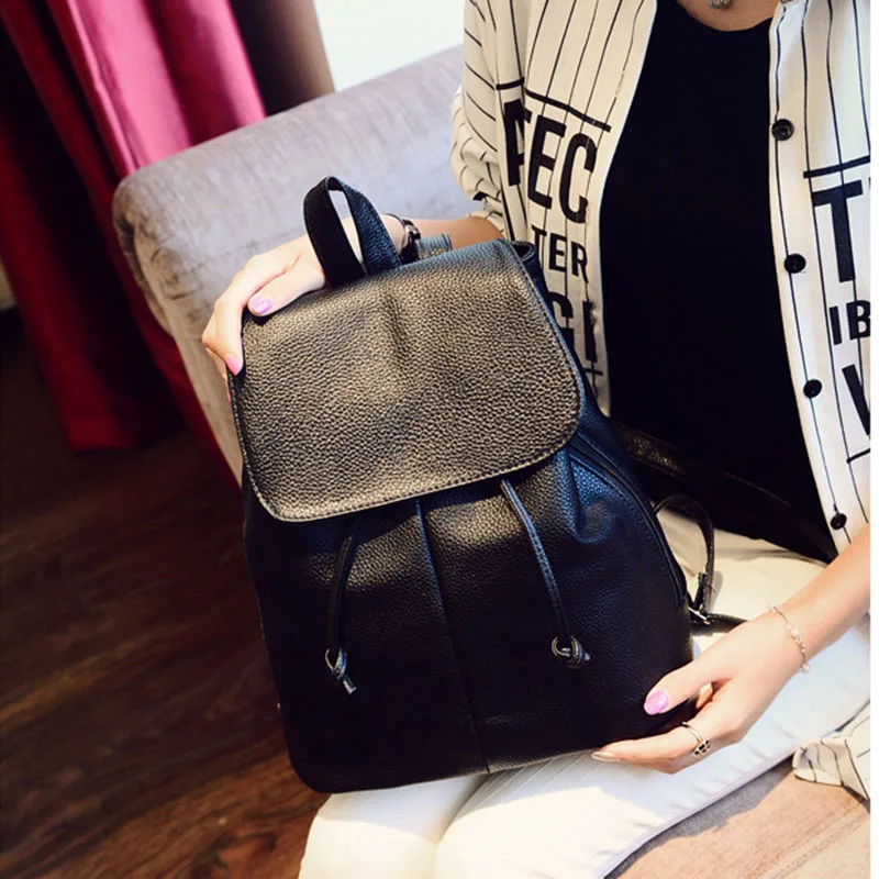 Простые кожаные рюкзаки в студенческом стиле дорожный рюкзак на шнурке сумки