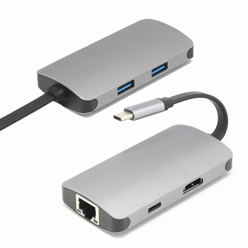 USB хаб 5 в 1 с портом 3 0 и поддержкой Type C HDMI RJ45|Док-станции для ноутбуков| |