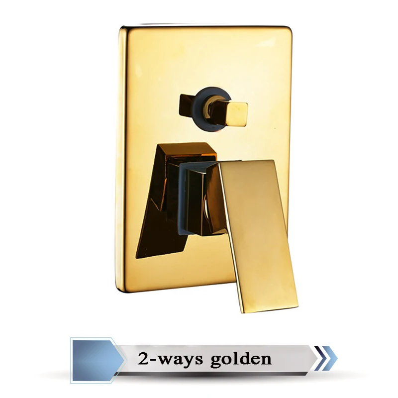 Golden 2-way Твердый латунный смеситель для душа, регулирующий клапан, кран, картридж, скрытый душевой вентиль кранов, душевой клапан управления - Цвет: Golden 2-way