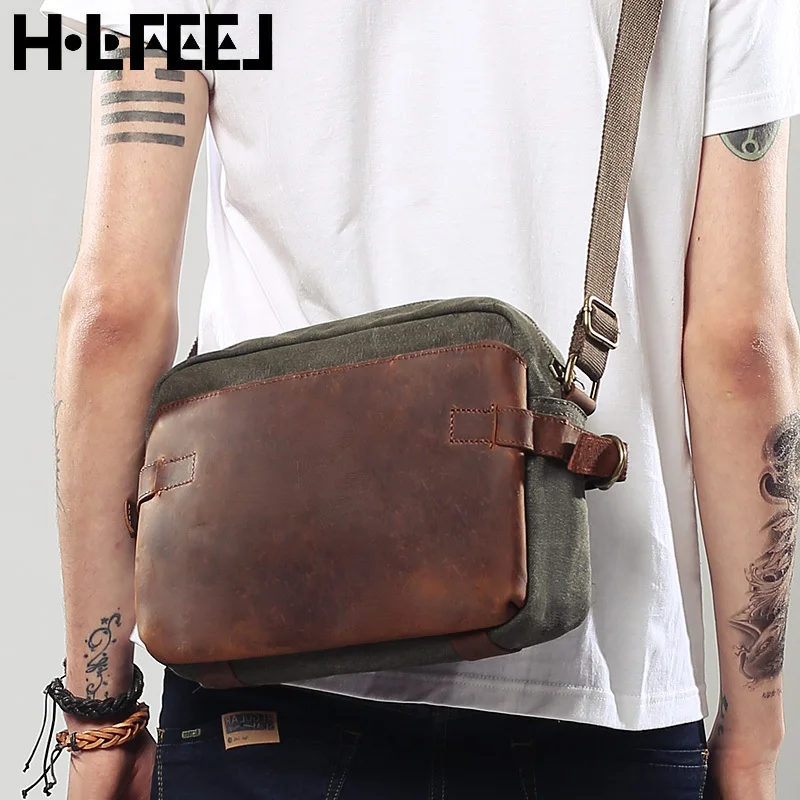 2019 Бесплатная доставка мужские повседневные сумки через плечо из воловьей кожи