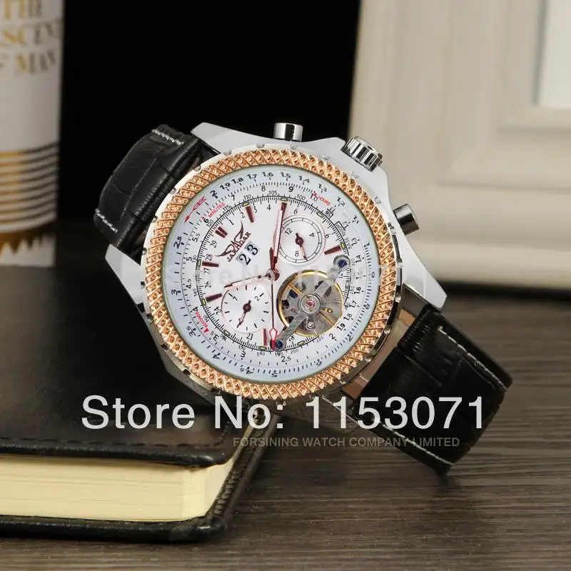 

Men's Watch Automatic Tourbillon Business Classic Leather Band Calendar Original Brand Wristwatch Color White targetKeyword