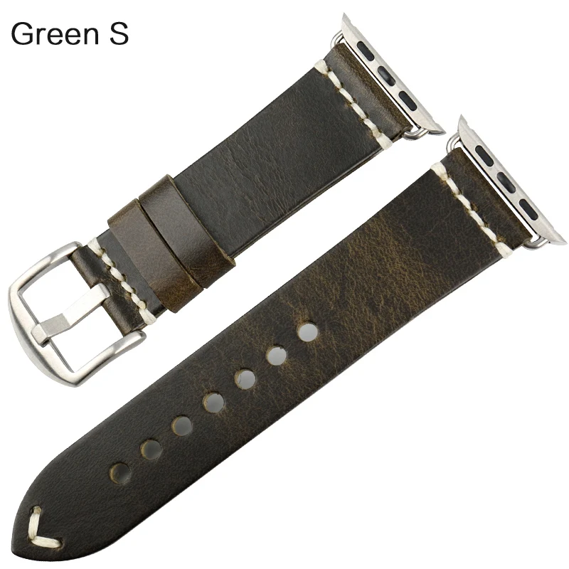 Green S Аксессуары для часов MAIKES из натуральной коровьей кожи для Apple Watch 44 мм 42 мм и iwatch ремешок 40 мм 38 мм серия 4 3 2 1 браслеты - Цвет ремешка: Green S