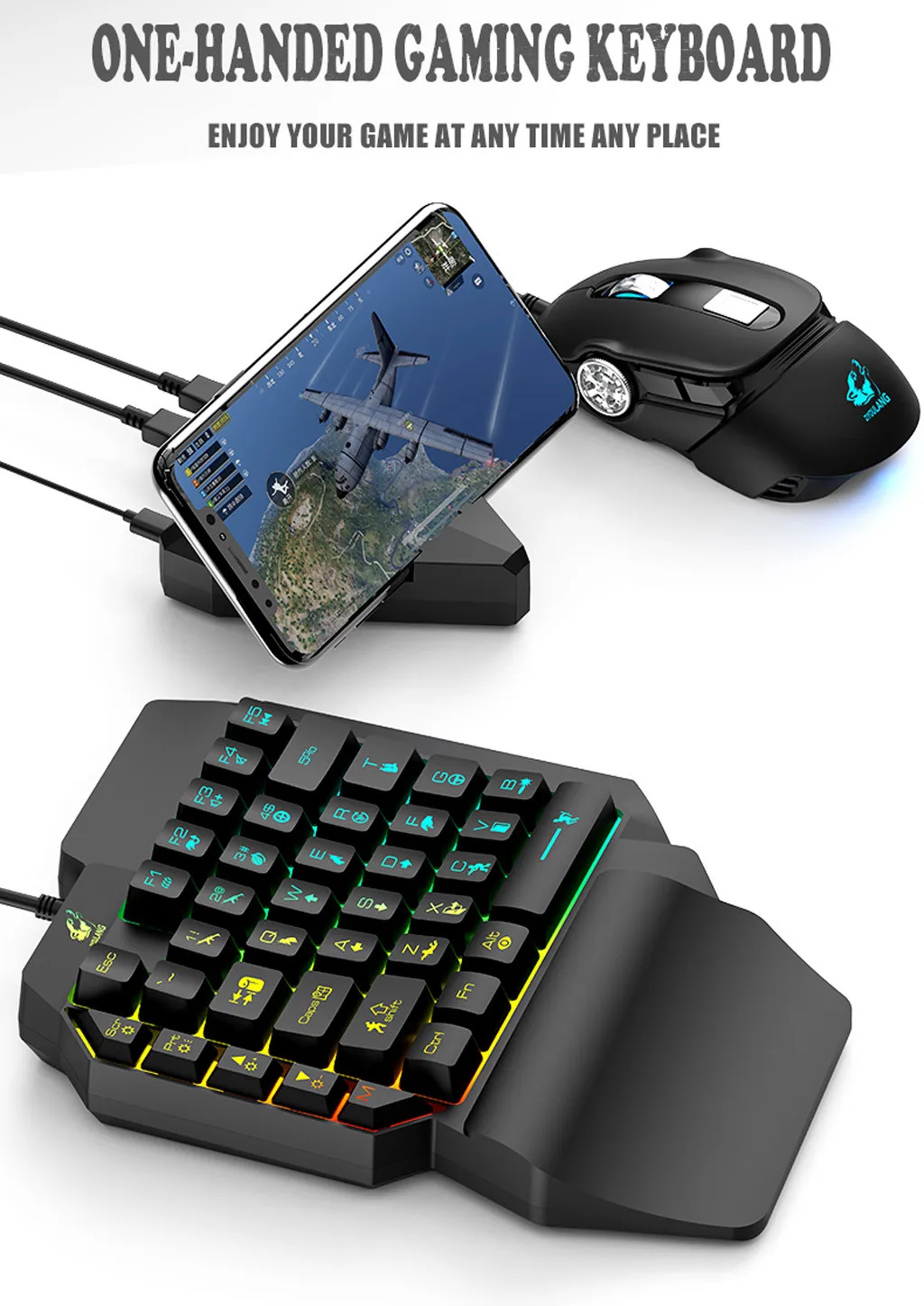 OMESHIN эргономичная многоцветная игровая клавиатура с подсветкой со светодиодный 39 клавишами мембранная клавиатура с одной рукой комплект для домашнего офиса 18A