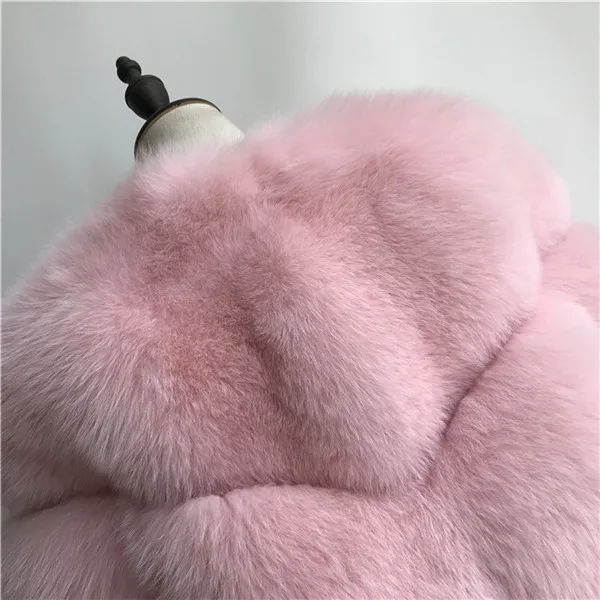 Новое зимнее пальто из натурального меха для женщин, брендовая модная куртка из натурального Лисьего меха, осенняя Женская одежда, пальто из натурального Лисьего меха - Цвет: Light pink