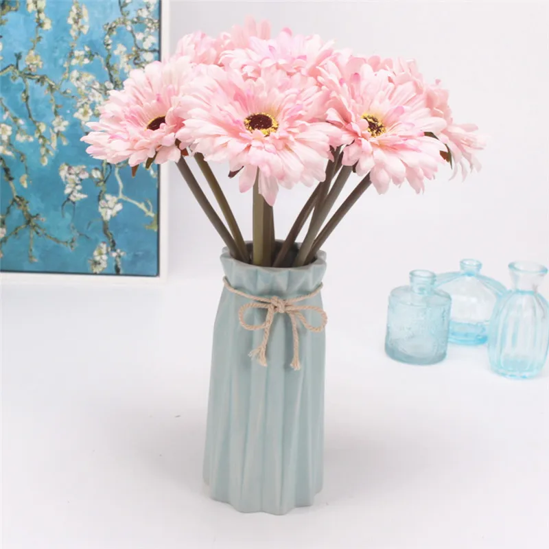 Красивое искусственное Шелковое украшение Гербер 9 цветов цветок для ресторана