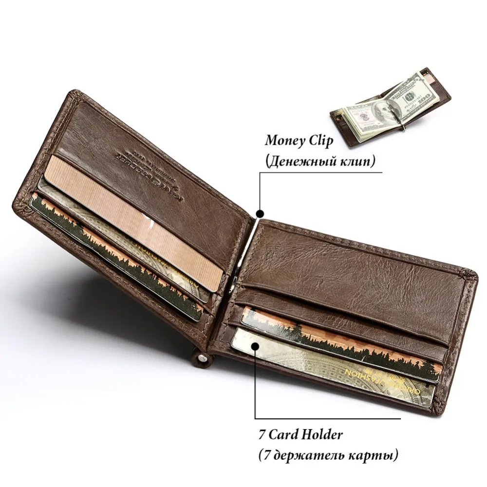 Кошелек KAVIS мужской из натуральной кожи|clamp for money|brand money clipmoney clip |