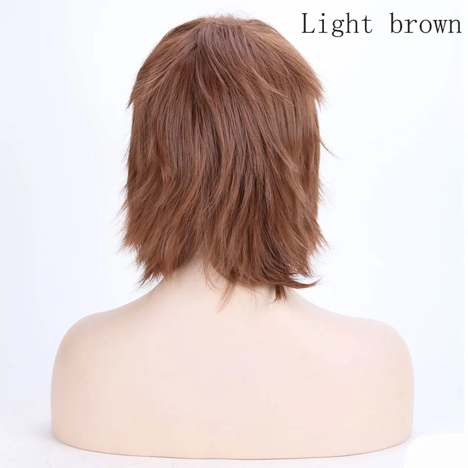 light brown SNOILITE короткий парик для косплея Красный Розовый Синий Коричневый Белый Серый волосы парики Синтетический прямой костюм парик для рождественской вечеринки - Цвет: light brown