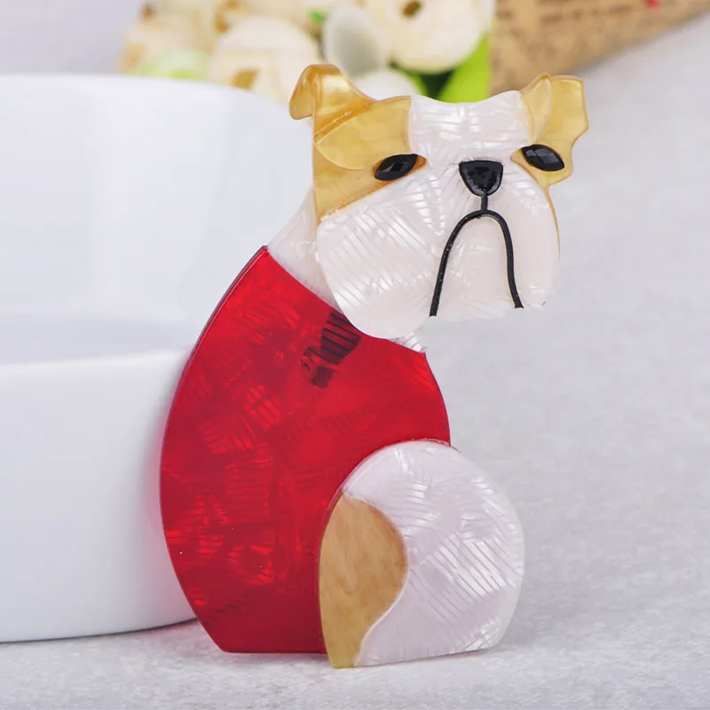 Яркие броши FUNMOR из акрилового кристалла в виде мопса собаки однотонная брошь