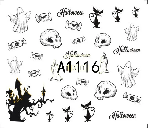 Наклейки для ногтей на Хэллоуин 5 листов 24yypes водные дизайнерские наклейки