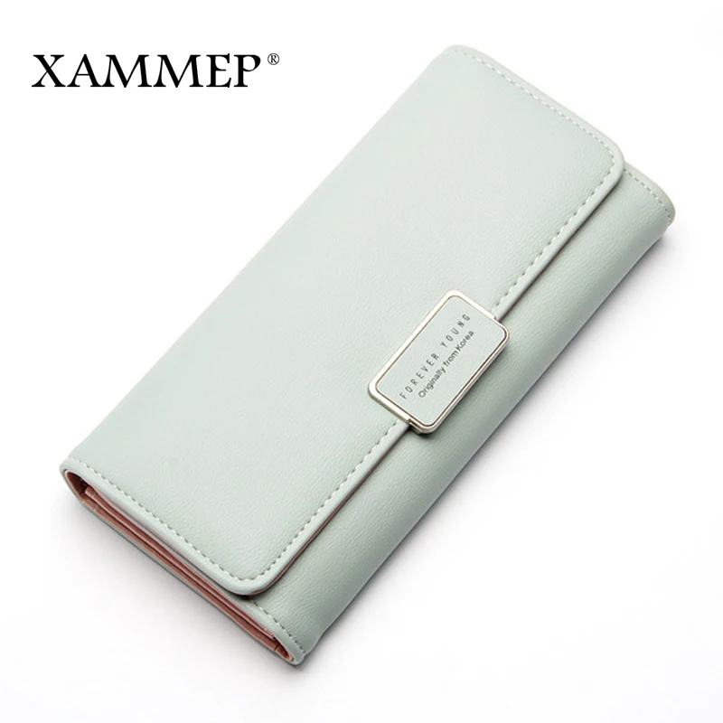 Light Green Женские кошельки длинный кошелек держатель для карт для женщин классический карман для монет Чехол для телефона женские сумки карман для телефона из искусственной кожи Xammep - Цвет: Light Green