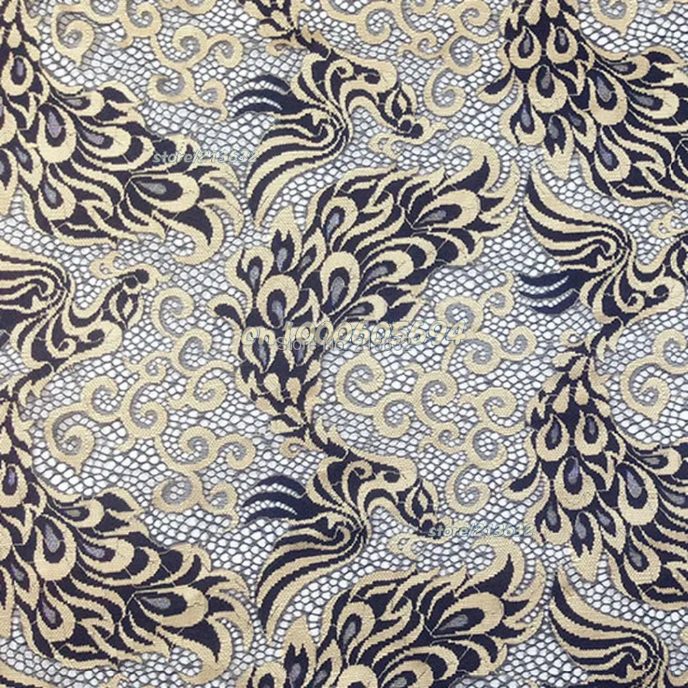 PQYY42 The peacock totem eyelet lace cloth heavy embroidery senior custom clothing fabrics african cord tecido feltro tela | Дом и сад