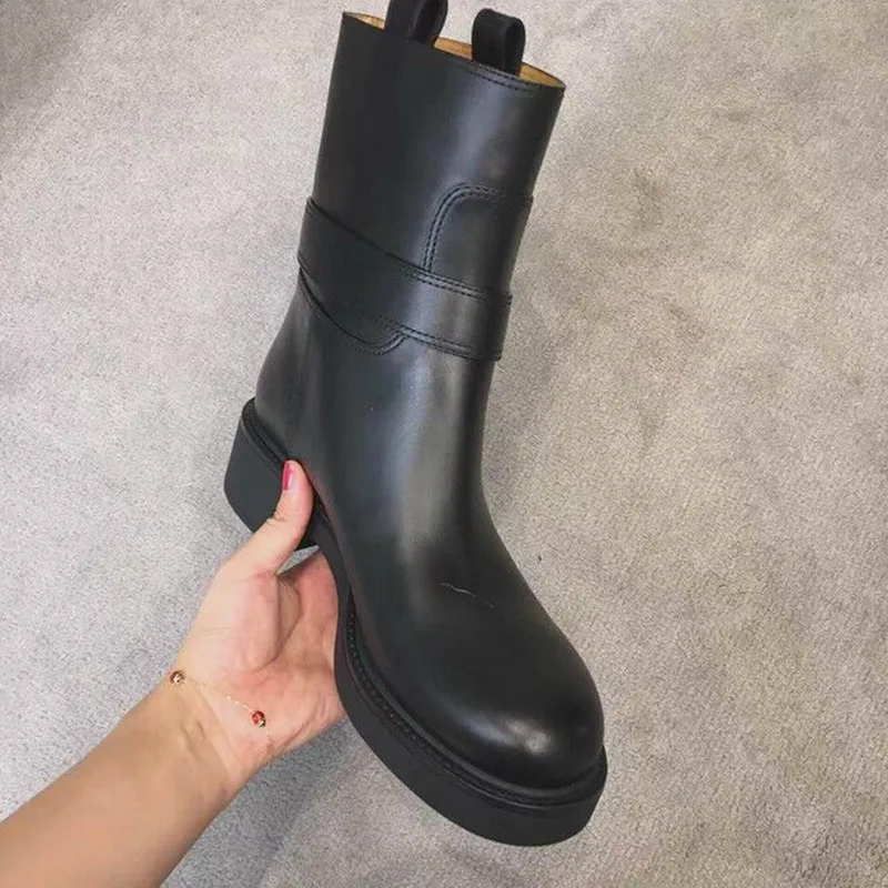 Мягкая Натуральная Кожа Женщин Сапоги 2016 Горячей Продажи Квадратных Каблуках