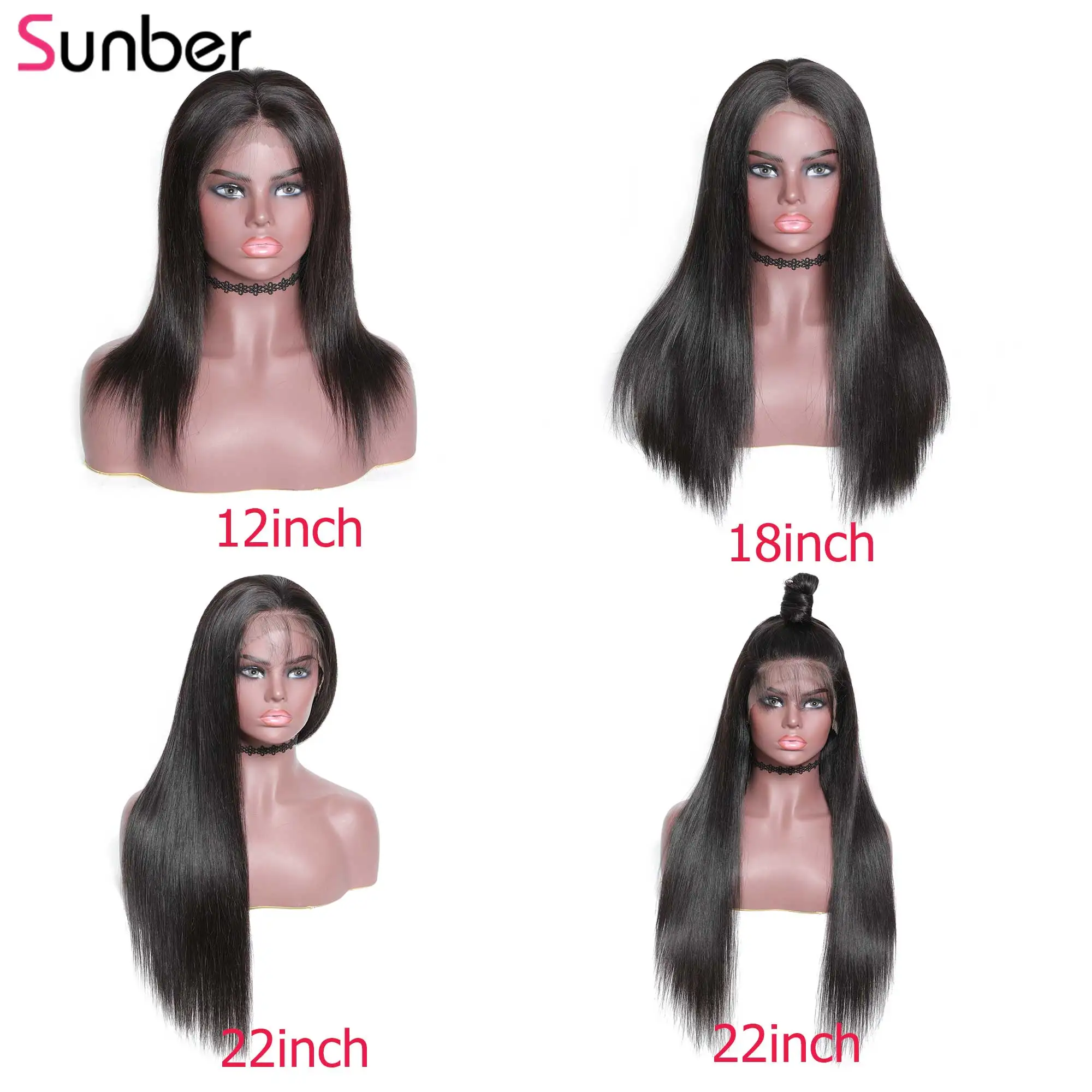 Sunber Hair180% Плотность фронта шнурка человеческих волос парики для черных женщин бразильский 13X4 прямой парик фронта шнурка remy волос