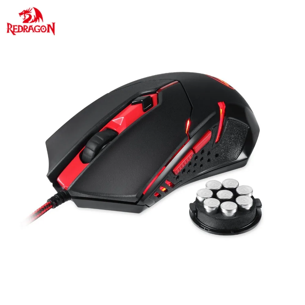 Redragon M601 Gaming Mouse with Side Buttons LED Backlit Adjustable Ergonomic Gamer Mice 3200DPI 8 built-in weights | Компьютеры и