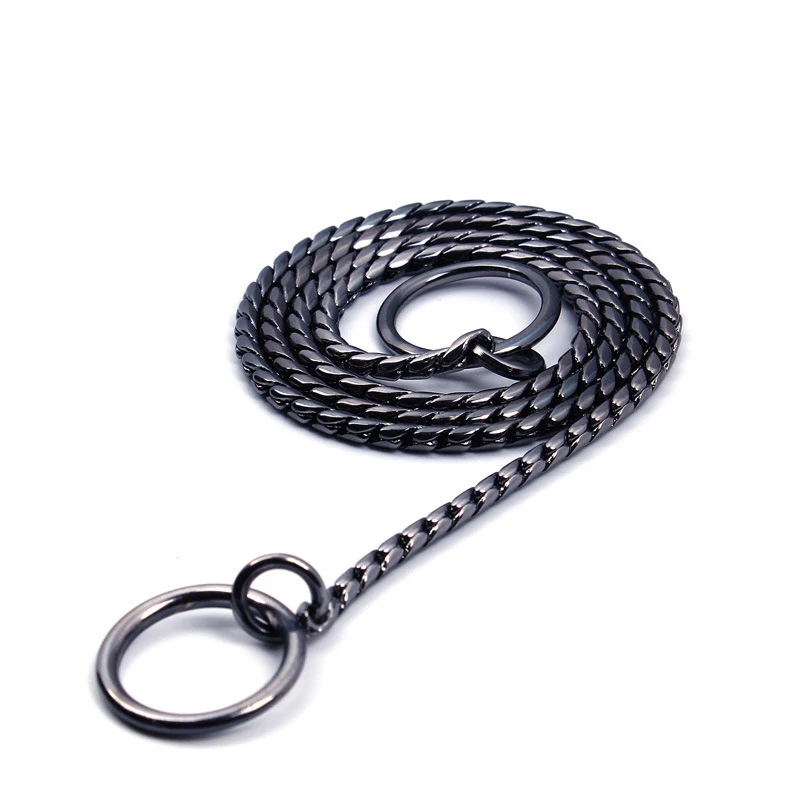 Нержавеющая сталь гладить ошейник покрытием тяги Rope Lead P цепь животное воротник Цепочки и ожерелья для маленький большой Товары для собак ошейник для собак Золотой/Серебряный /черный - Цвет: Black
