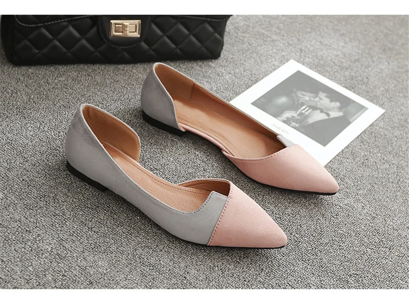 YAERNIpatchwork сбоку hollowout квартиры корейский дизайн velvetmoccasins девочек балетки на плоской подошве Новинка для женщин повседневные singleshoes обувь для вождения