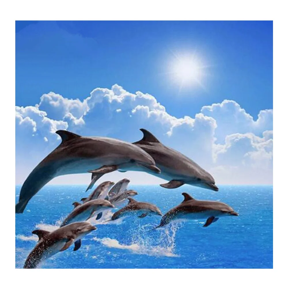 

Full drill 5D DIY Diamond painting animal dolphin Embroidery Mosaic Cross Stitch Kit Rhinestone decoration Painting pattern GH72