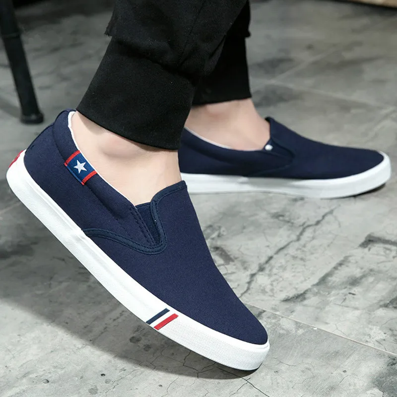 Men Canvas Shoes White Sneakers Casual Loafers Mocassim Male shoes Adult Slip On Flats Summer Mens Trainers zapatos de hombre | Обувь