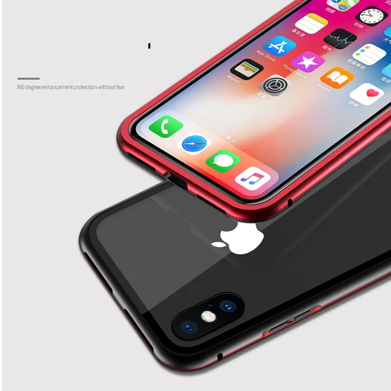 Магнитный адсорбционный металлический чехол для Iphone XS MAX противоударный из