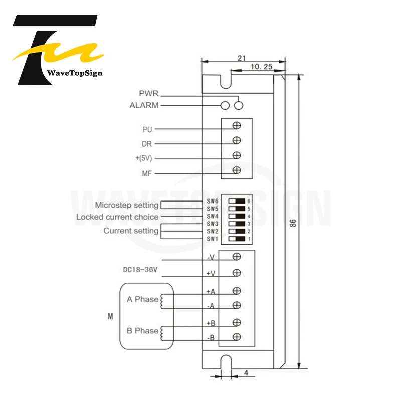 YAKO 2 фазный Драйвер шагового двигателя YKD2204M DC18 36V 100 кГц для гравировального