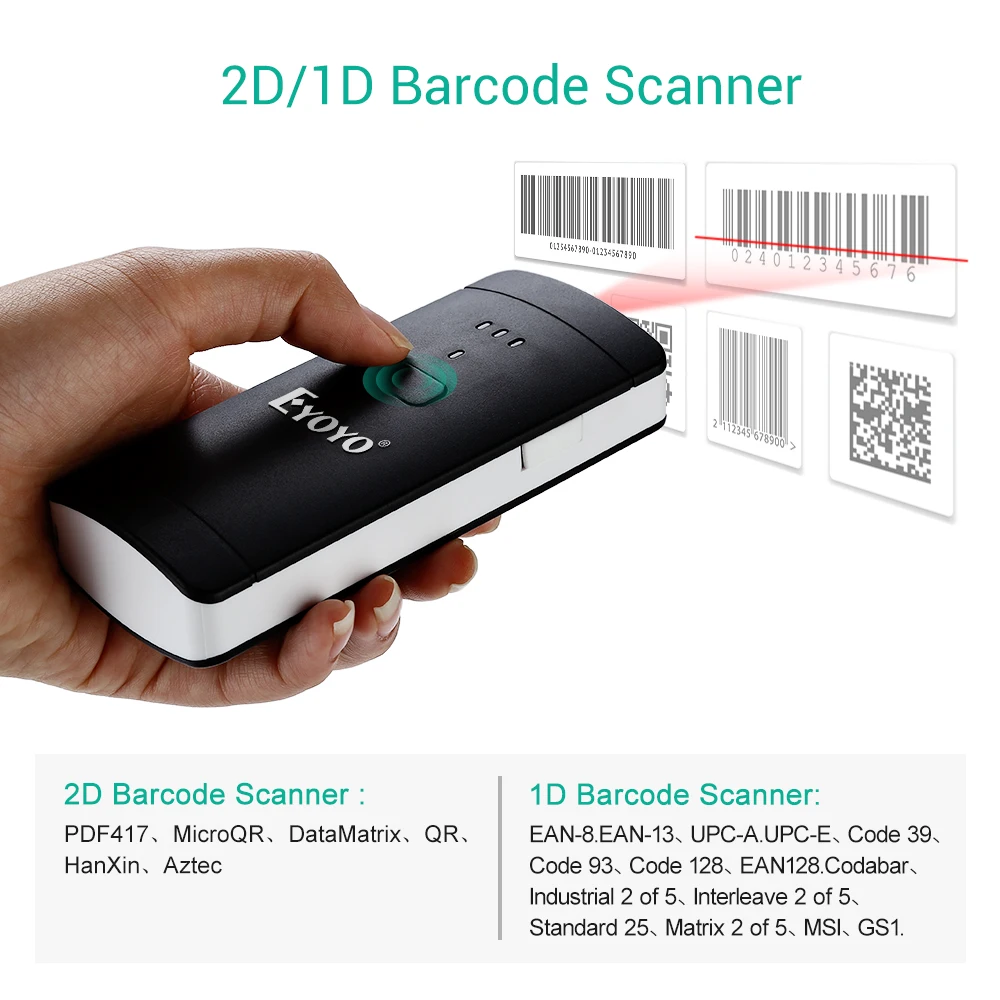 EYOYO EY 002S хорошая производительность Мини карманный беспроводной сканер 1D 2D