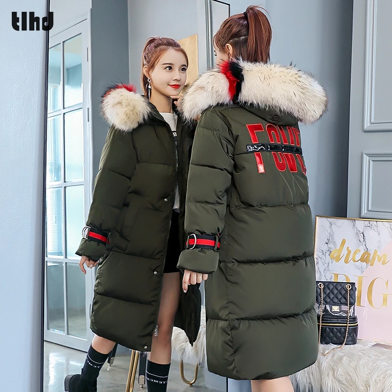 TLHD зимняя куртка Для женщин пальто новый 2018 из искусственного меха с капюшоном