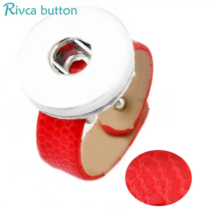 High Quality 10 color Snake Print Leather Metal Ring For Women Snap Button Fit 18/20mm Rivca snap button rings jewelry P00107 | Украшения и