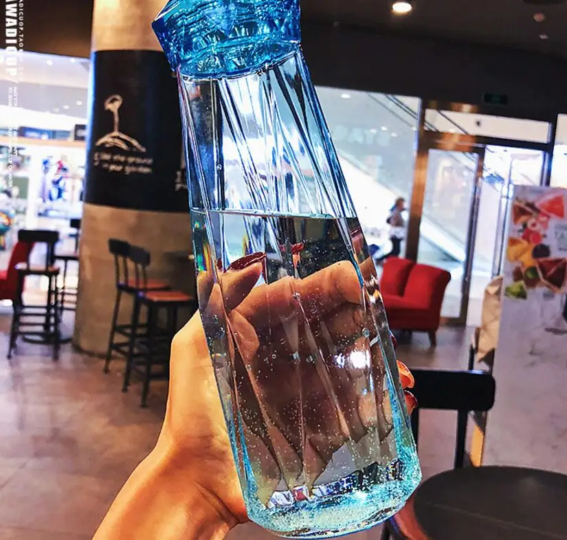 blue 620 мл Алмазная форма детская бутылка для воды мультяшная посуда для напитков Чай Кофе Молоко день рождения Милая бутылка для воды - Цвет: blue