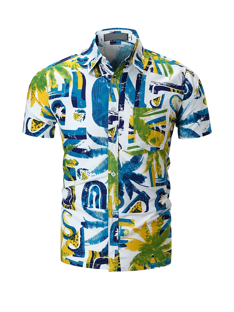 2018 пляжная рубашка Для мужчин дропшиппинг отложным короткий рукав camisas para hombre