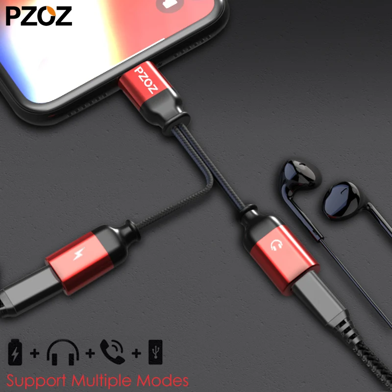 PZOZ для iphone адаптер 2 в 1 разветвитель Кабель зарядки 7 8 plus X XR XS max Aux аудио 3 5 мм